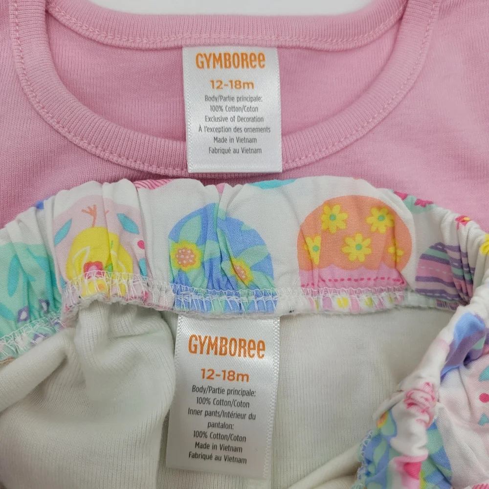 Gymboree Outfit Pink Bunny Tee Colorful Egg Skirt Embroidered Size 12-18mo NEW